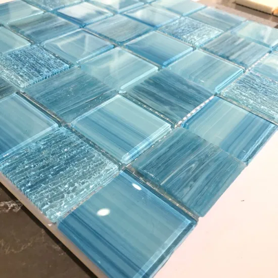 Piastrella a mosaico blu in marmo 3D a scaglie di pesce Arabesque per piscine