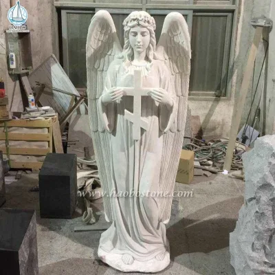 Scultura in marmo Statua di angelo del cimitero Statua di angelo intaglio